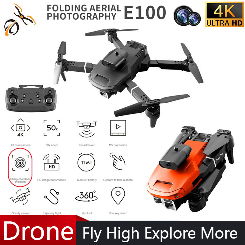 Drone Camera 4K - Mini Dron E100 de cuatro lados