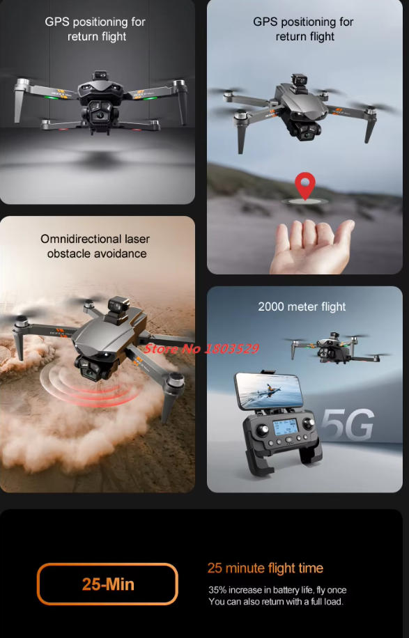 Drone Camera Professional - Dron GPS sin escobillas con cámara
